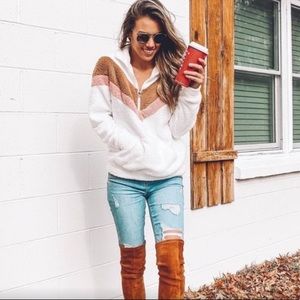 NWOT white fleece Sherpa pullover